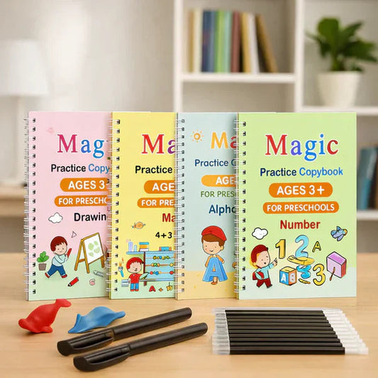 Magic Practice Copybook (4 BOOKS,1 PEN,1 GRIP,10 REFILL) – 50% OFF Today!