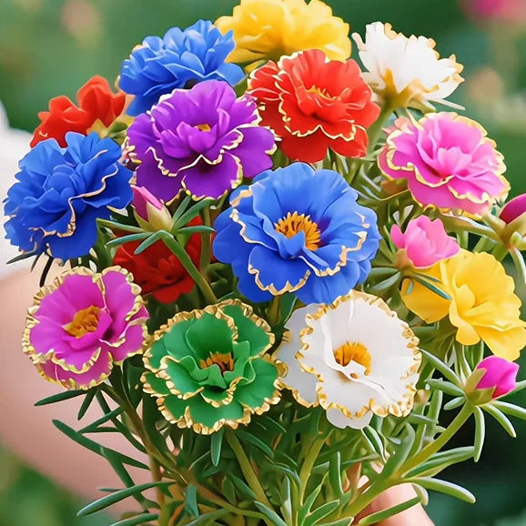 🌸 BUY 1 GET 1 FREE! 🌸Golden Lace Portulaca🌸✨ Brilliant Double Blooms for Effortless Summer Color