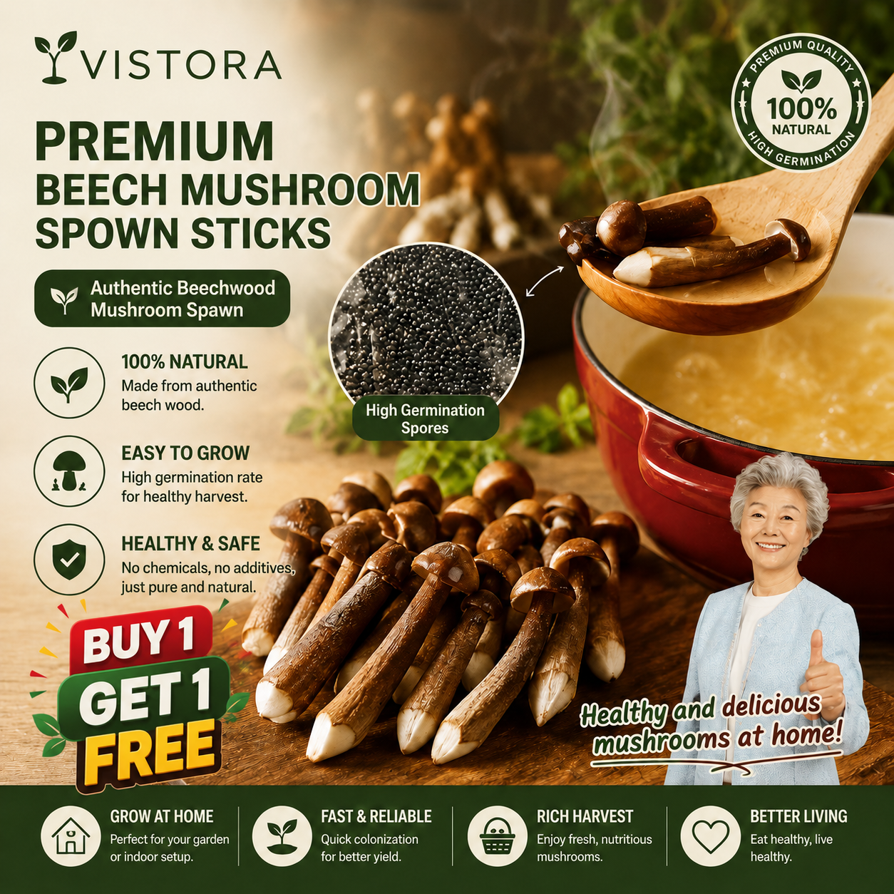 🥳2026 HOT SALE🥳💞50K+ SOLD!✨Premium Organic Mushroom Harvest Grow Kit Seeds – Buy 1 Get 1 Free