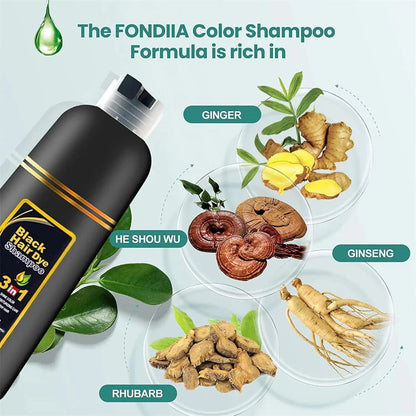 (Pack of 2) 3-in-1 Black Hair Dye Shampoo – Hair Colour Shampoo for Men & Women