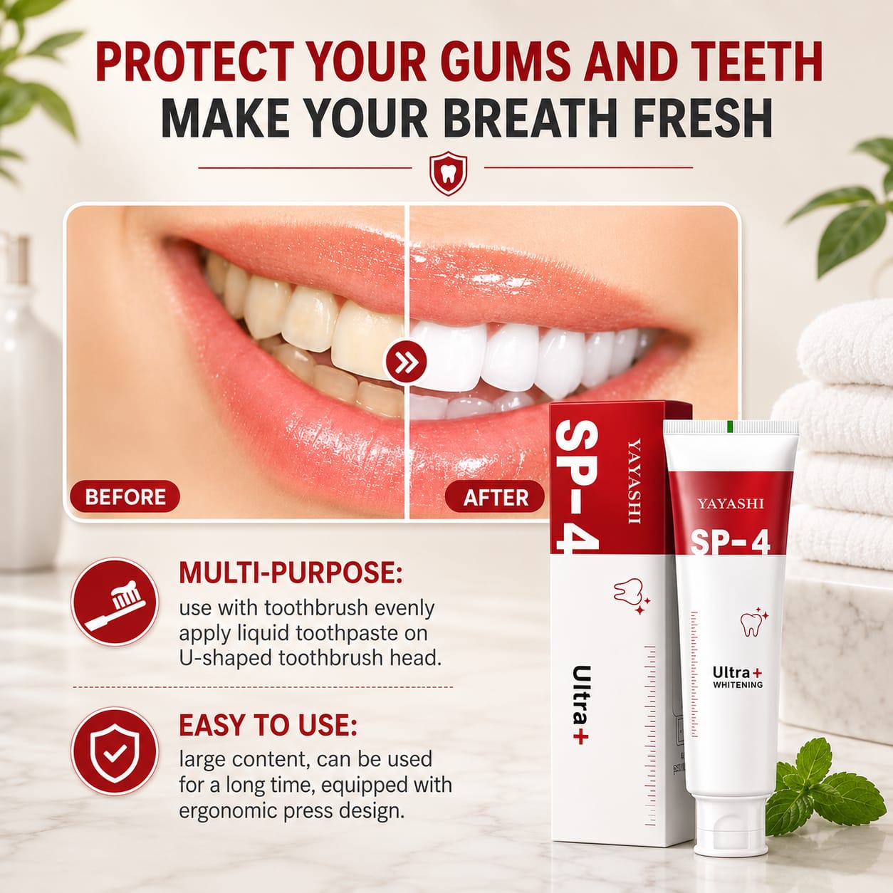 (Buy 1 Get 1 Free) SP-4 Probiotic Brightening and cleaning toothpaste