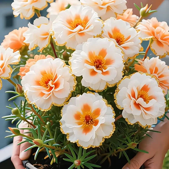 🌸 BUY 1 GET 1 FREE! 🌸Golden Lace Portulaca🌸✨ Brilliant Double Blooms for Effortless Summer Color