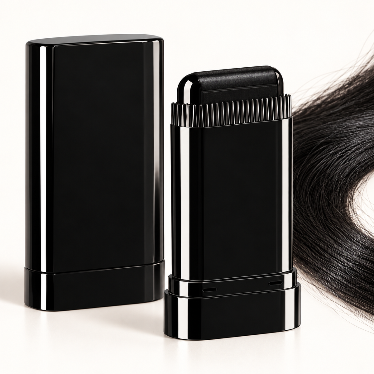 Detailed view of black hair colour comb stick