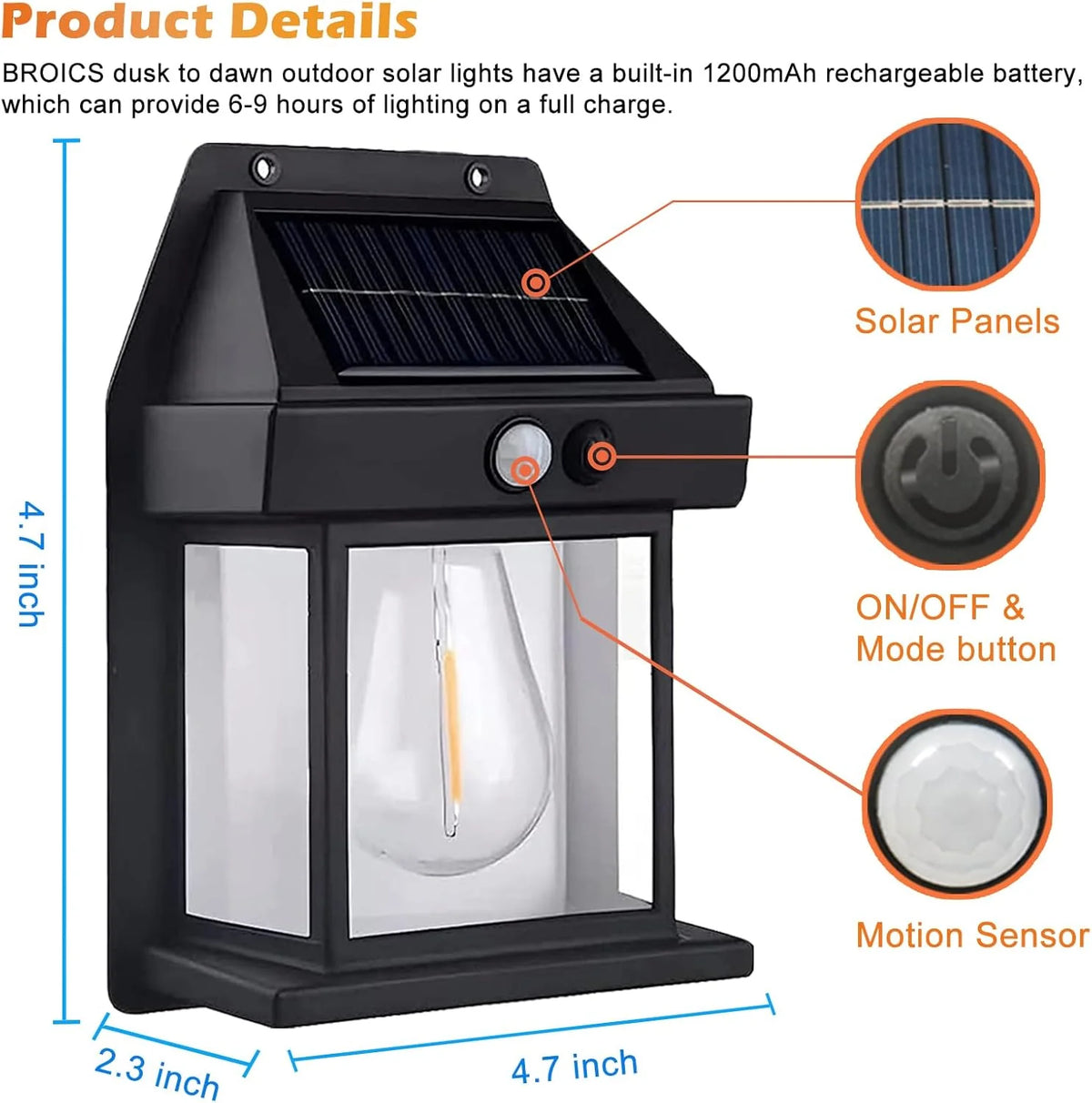 Solar wall lantern